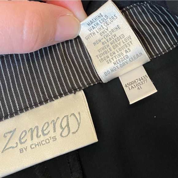 Chico’s Black ruffled collared jacket and capri pants set, size 0 (reg size S/4) - Picture 12 of 14